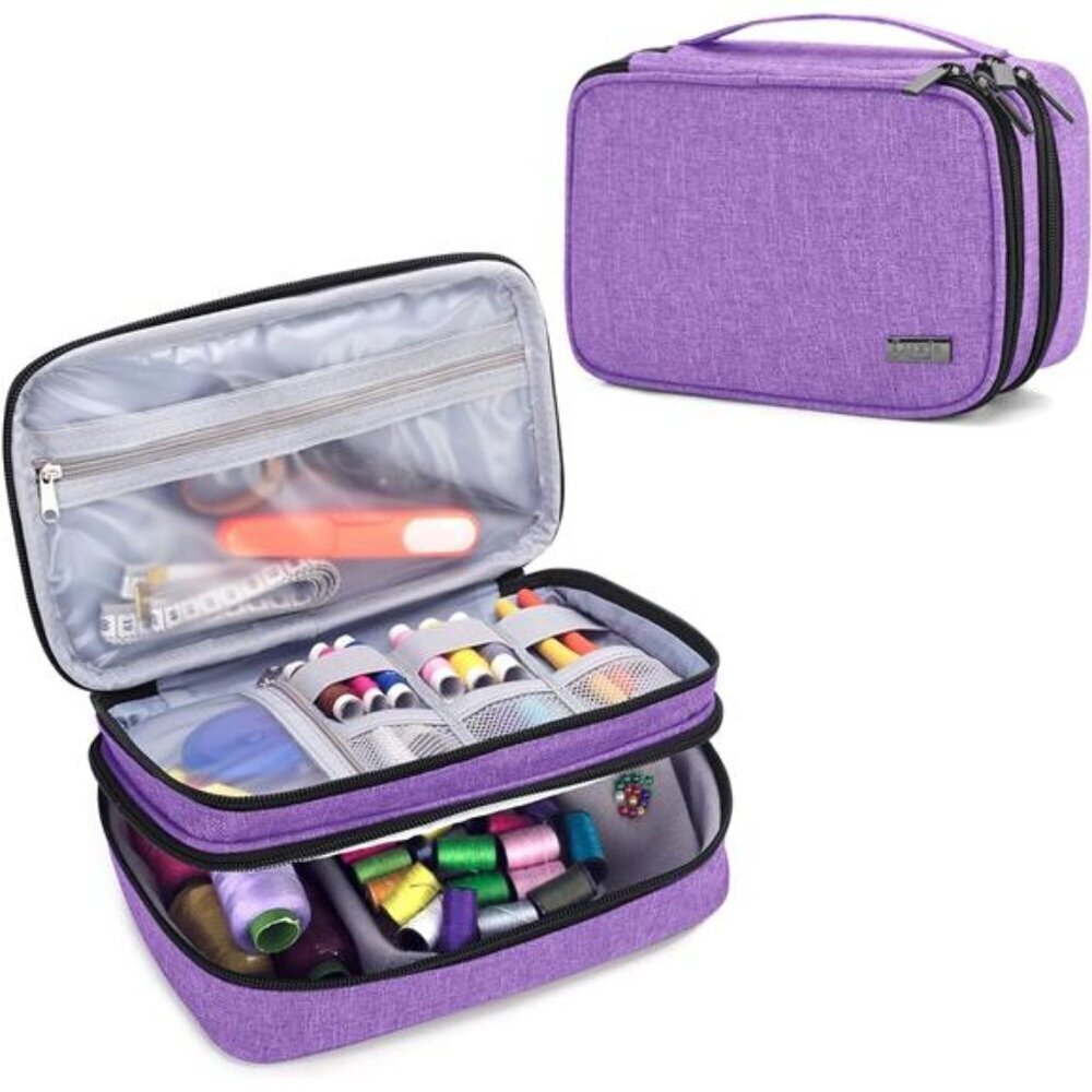 Heavy-Duty Sewing Organizer Double-Layer Storage Case